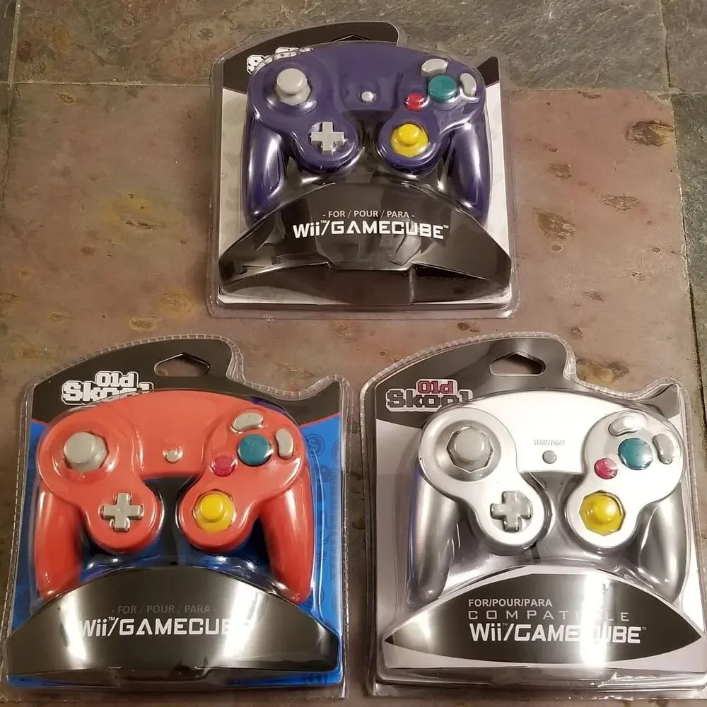 3 Gamecube Controllers - 3 Colors Bundle (NEW) - Red Silver Purple - Nintendo